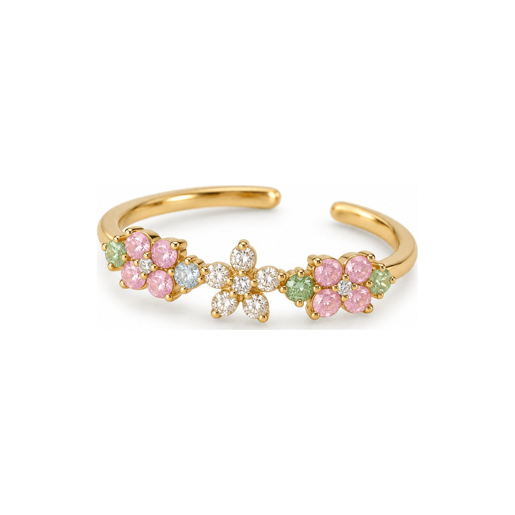 Pastel Daisy Row Adjustable Ring — hero view