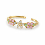 Pastel Daisy Row Adjustable Ring — left view
