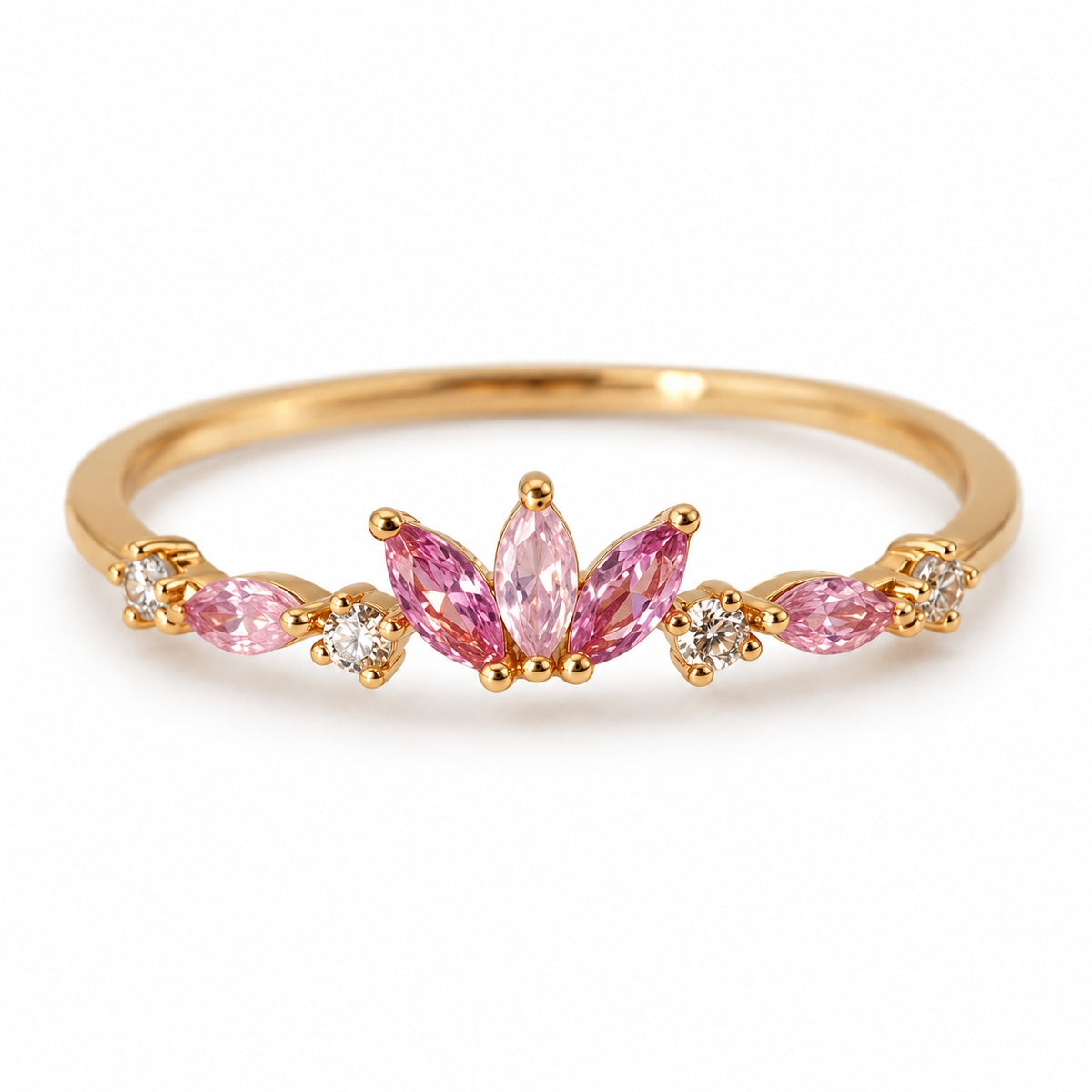 Pink Lotus Adjustable Ring — detail view