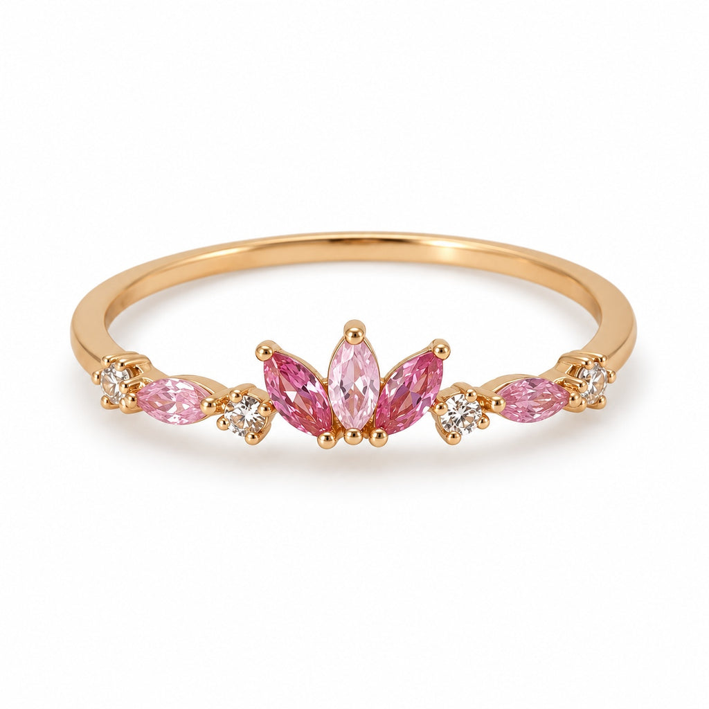 Pink Lotus Adjustable Ring — elevated view