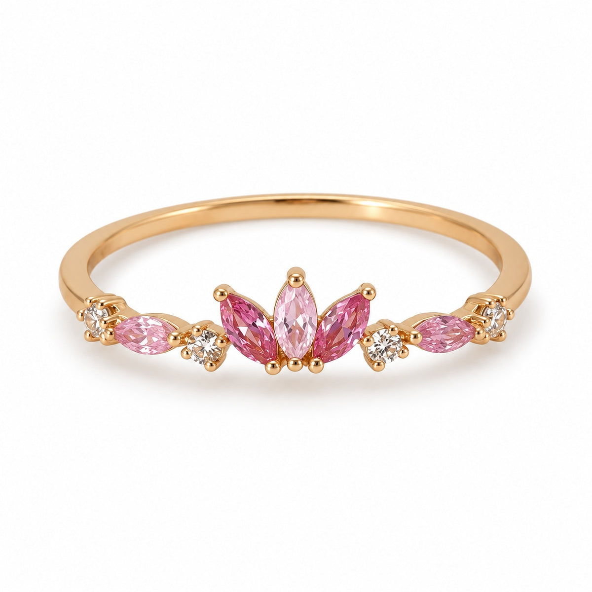 Pink Lotus Adjustable Ring — elevated view