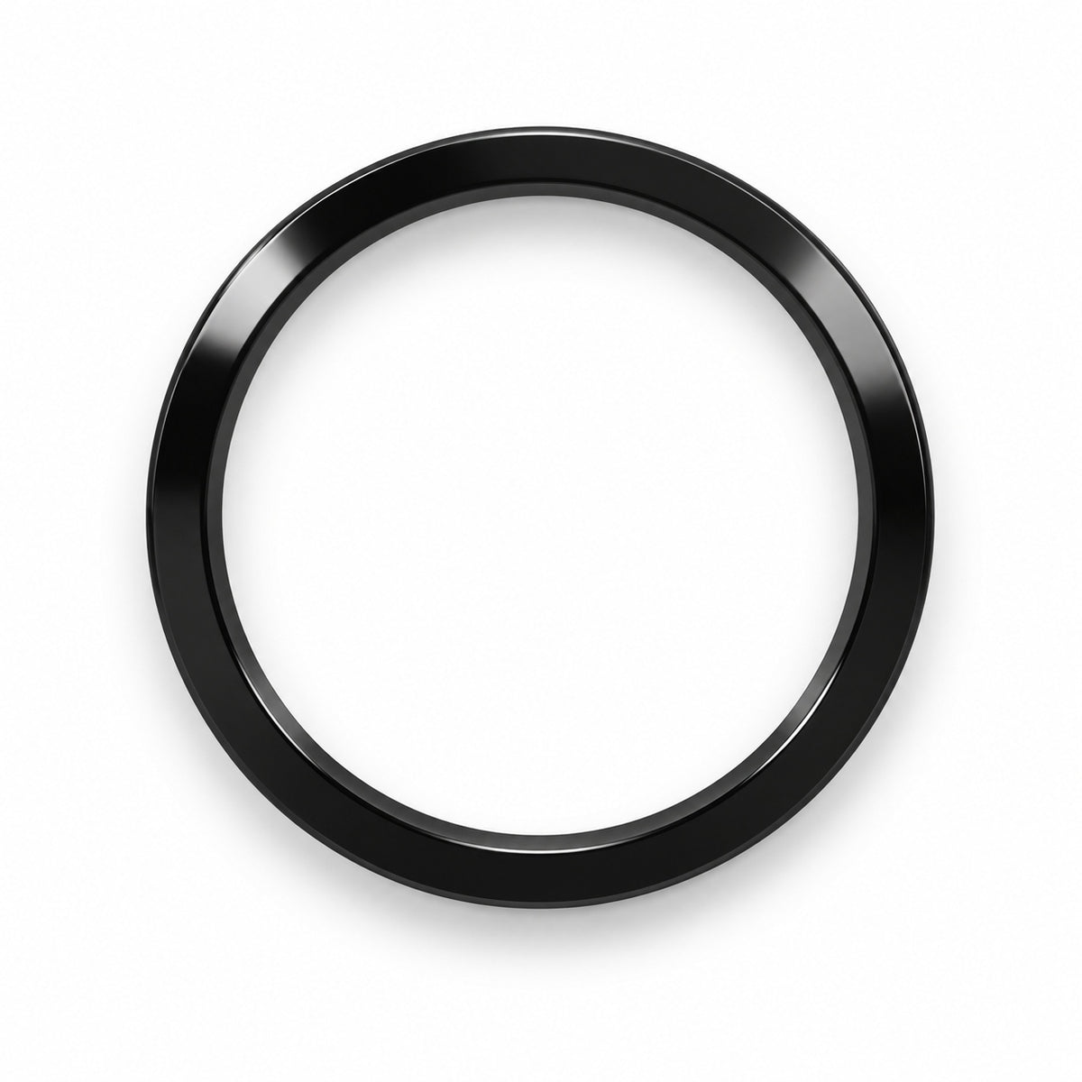 Polished black flat band ring — top