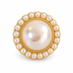 Round Pearl-Look Halo Stud Earrings — single earring close-up
