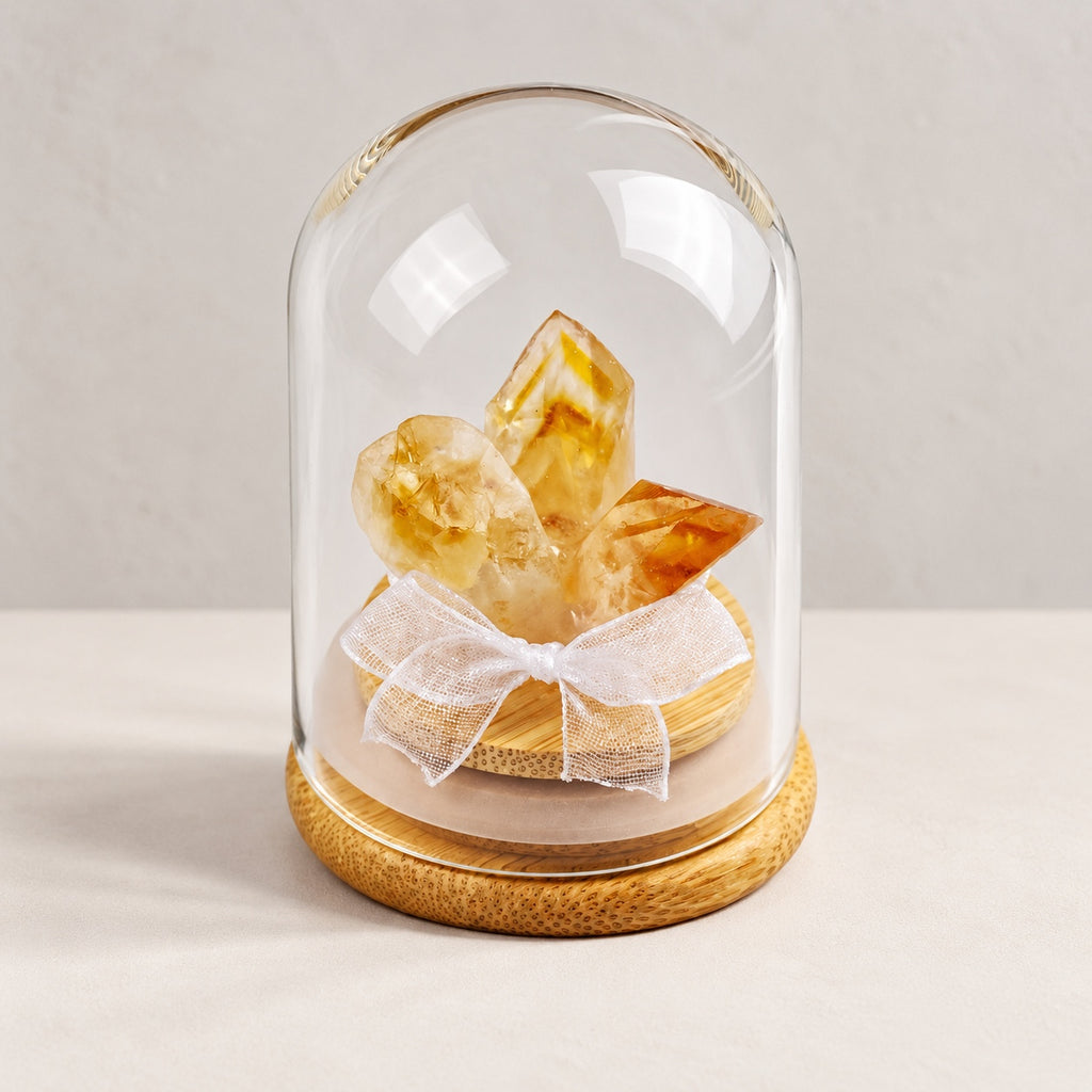 Stone cluster display dome — golden yellow