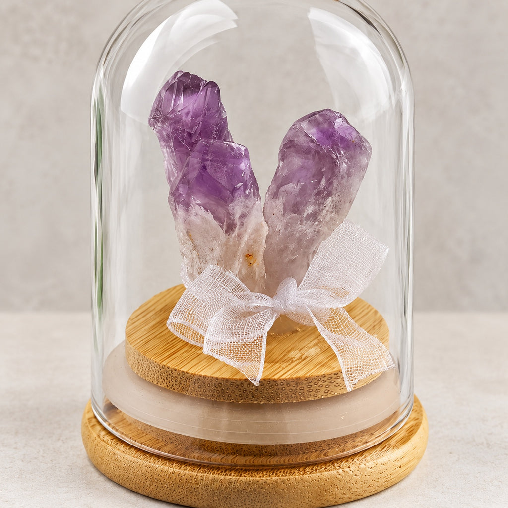 Stone cluster display dome — purple detail