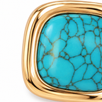 Turquoise-Tone Cushion Square Stud Earrings — front surface detail