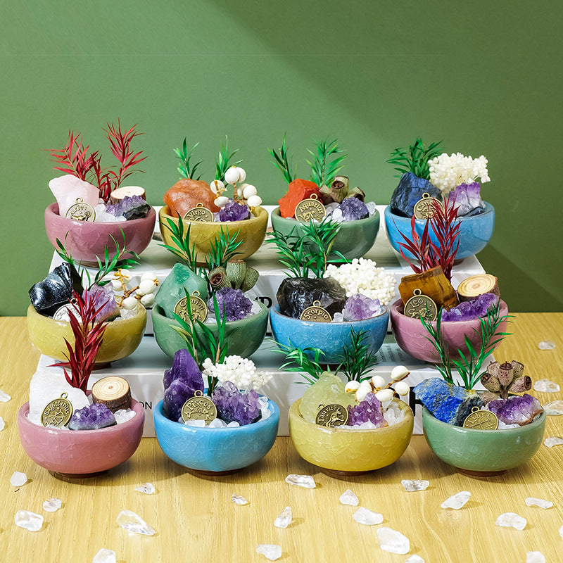 All 12 Zodiac Designs mini stone garden DIY kit — assembled display example