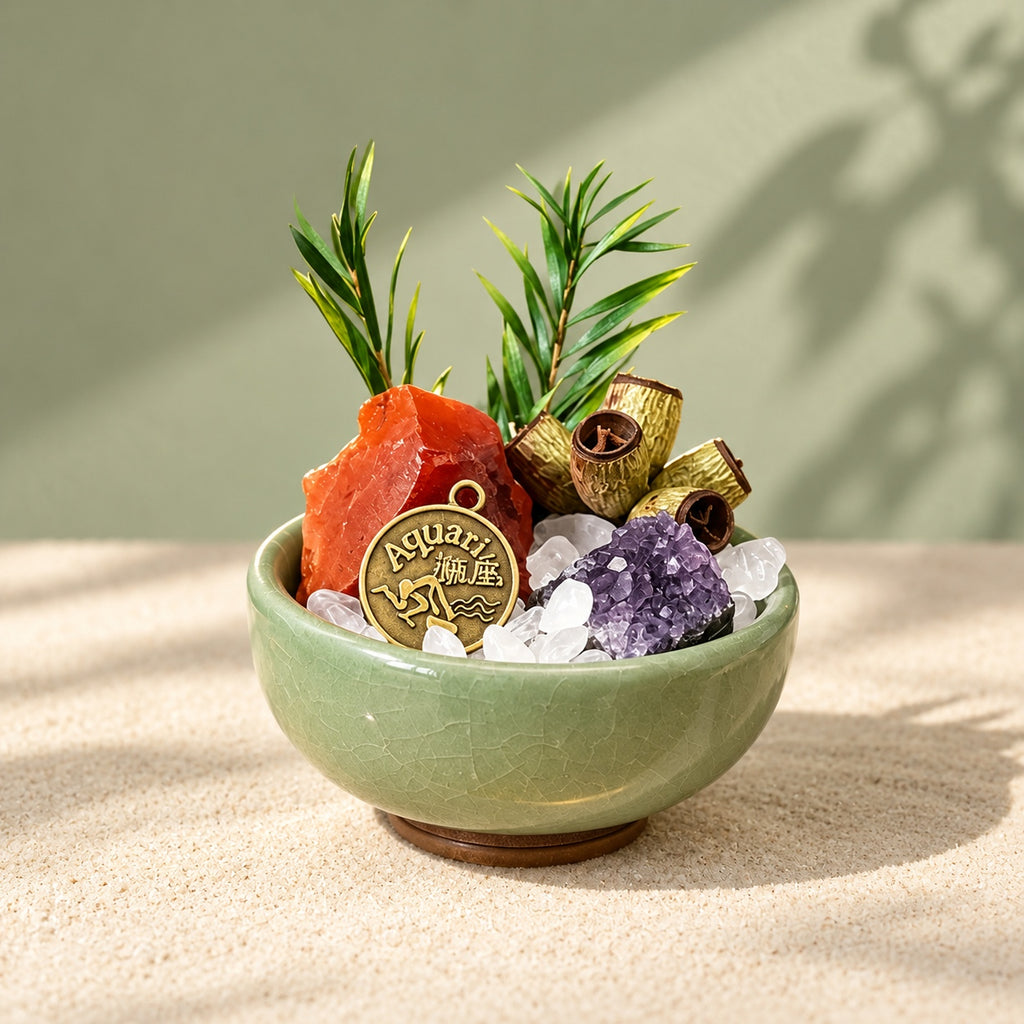 Aquarius mini stone garden DIY kit — assembled display example