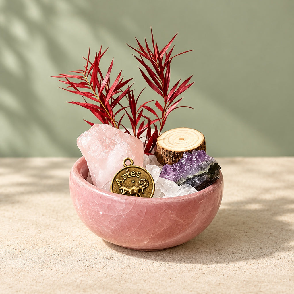 Aries mini stone garden DIY kit — assembled display example