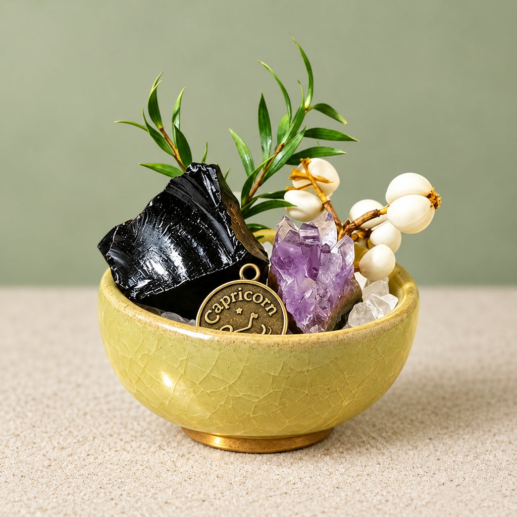 Capricorn mini stone garden DIY kit — assembled display example