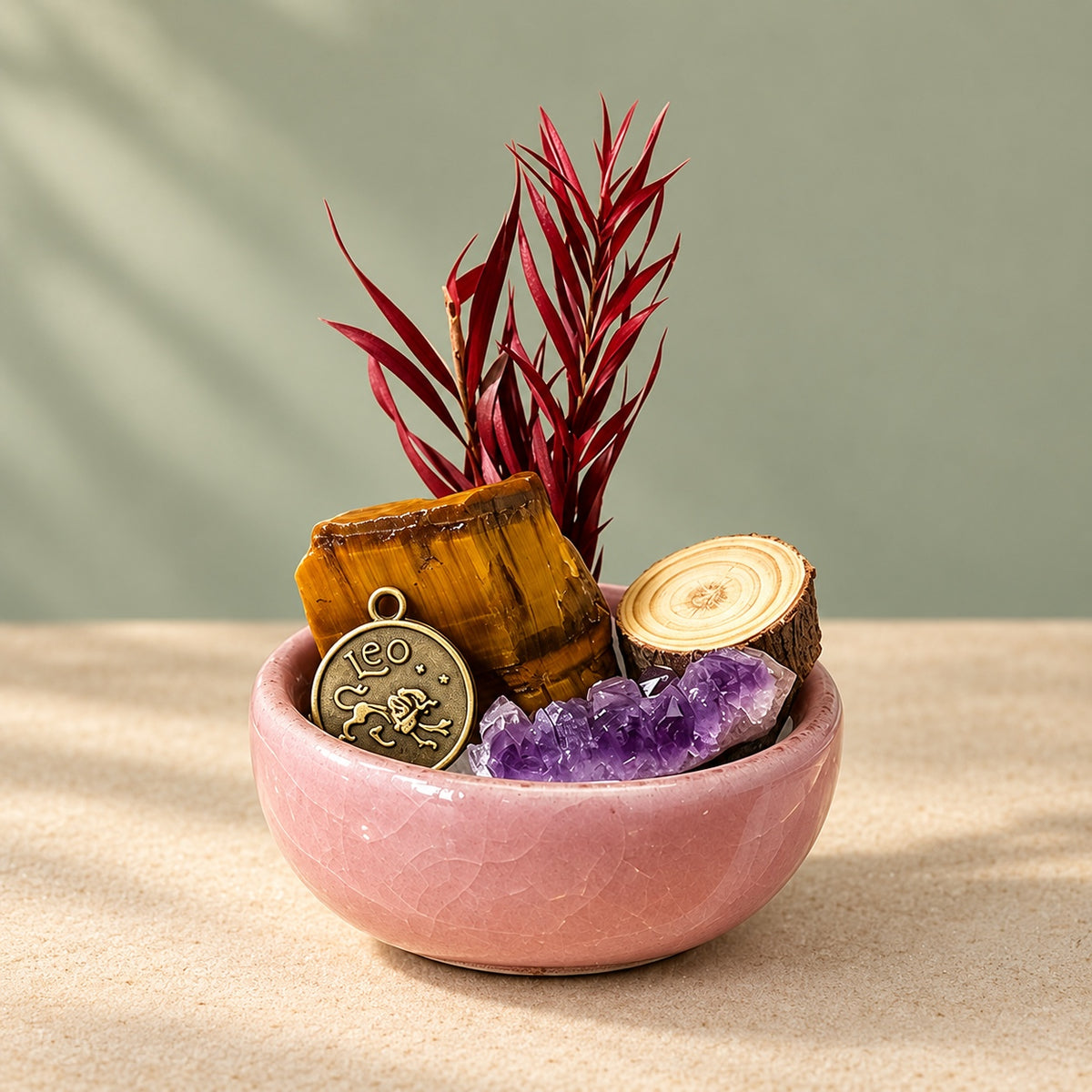 Leo mini stone garden DIY kit — assembled display example