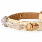 Rose Blossom Crest Beaded Pet Collar - bead and strap detail