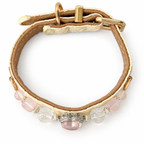 Rose Blossom Crest Beaded Pet Collar - overhead view