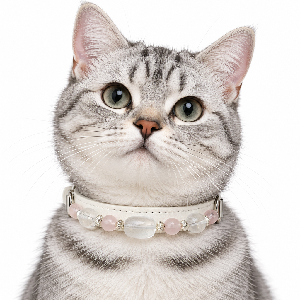 Rose Clarity Beaded Pet Collar - AI pet wearing styling illustration