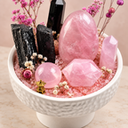 Rose Resolve Crystal Garden — foreground stones and bowl detail