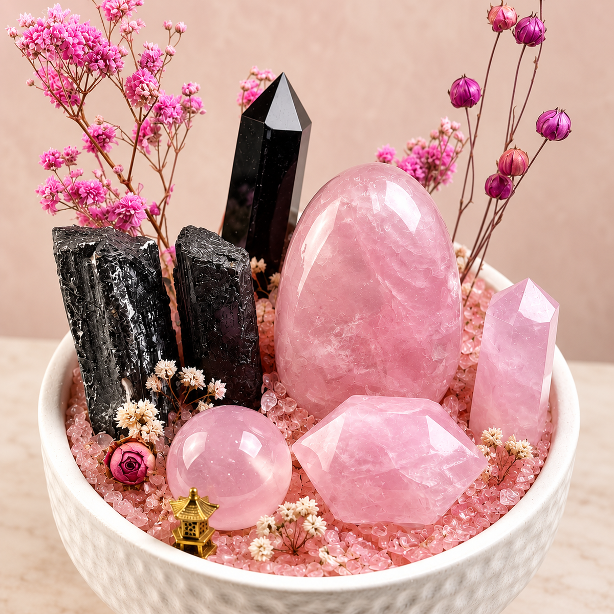 Rose Resolve Crystal Garden — centerpiece and botanical detail