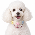 Rose Snow Blossom Beaded Pet Collar - AI pet wearing styling illustration
