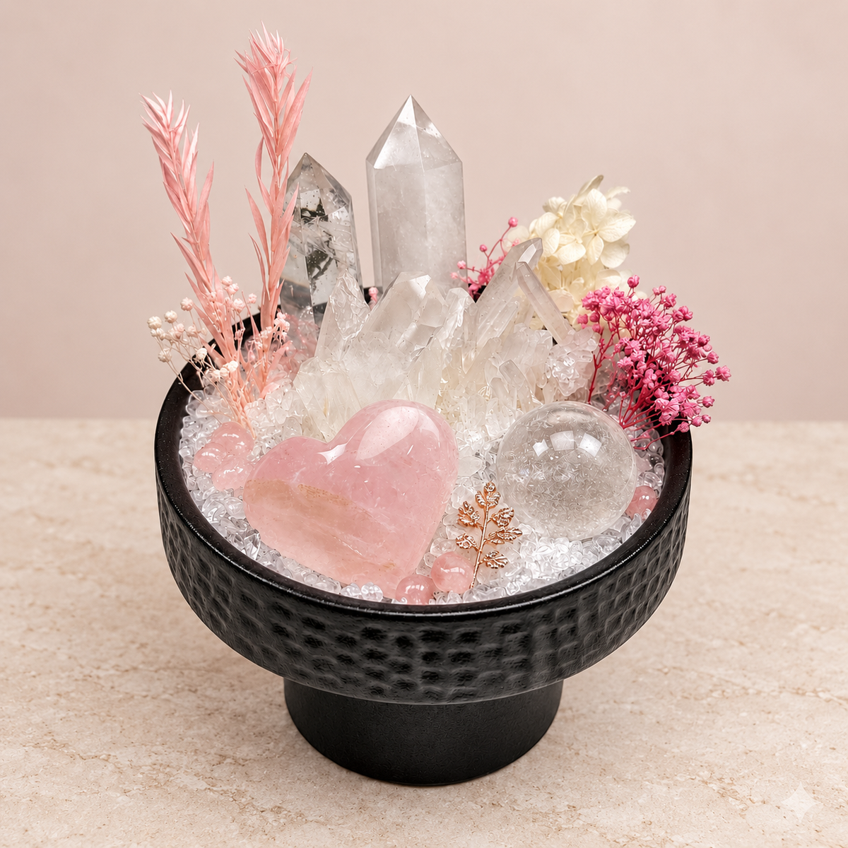 Rose Tenderness Crystal Garden — complete decorative arrangement