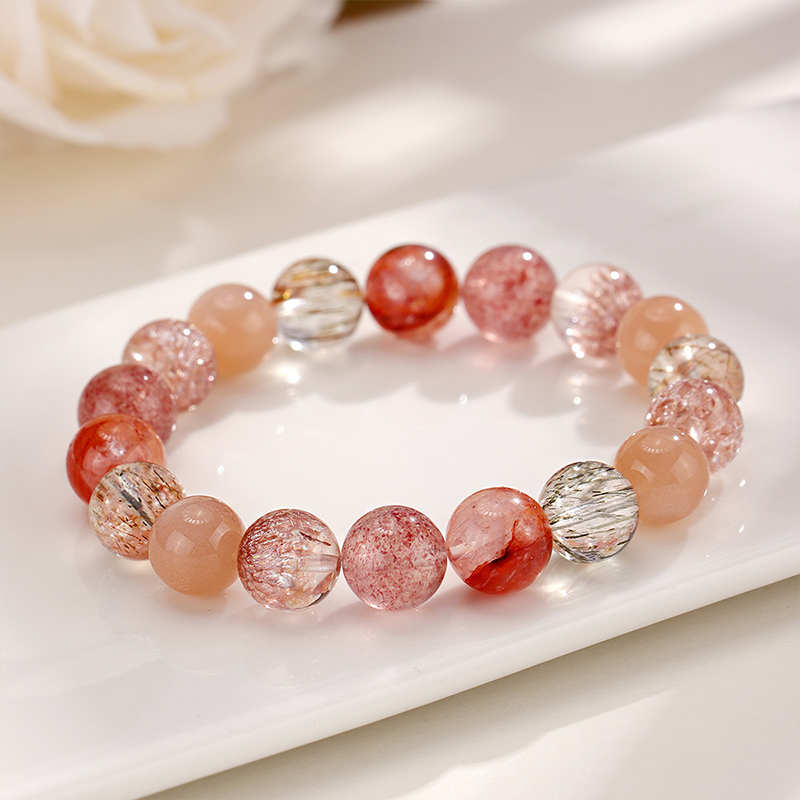 Natural Firework Quartz Mixed Gemstone Bracelet | Healing Crystal Beaded Jewelry