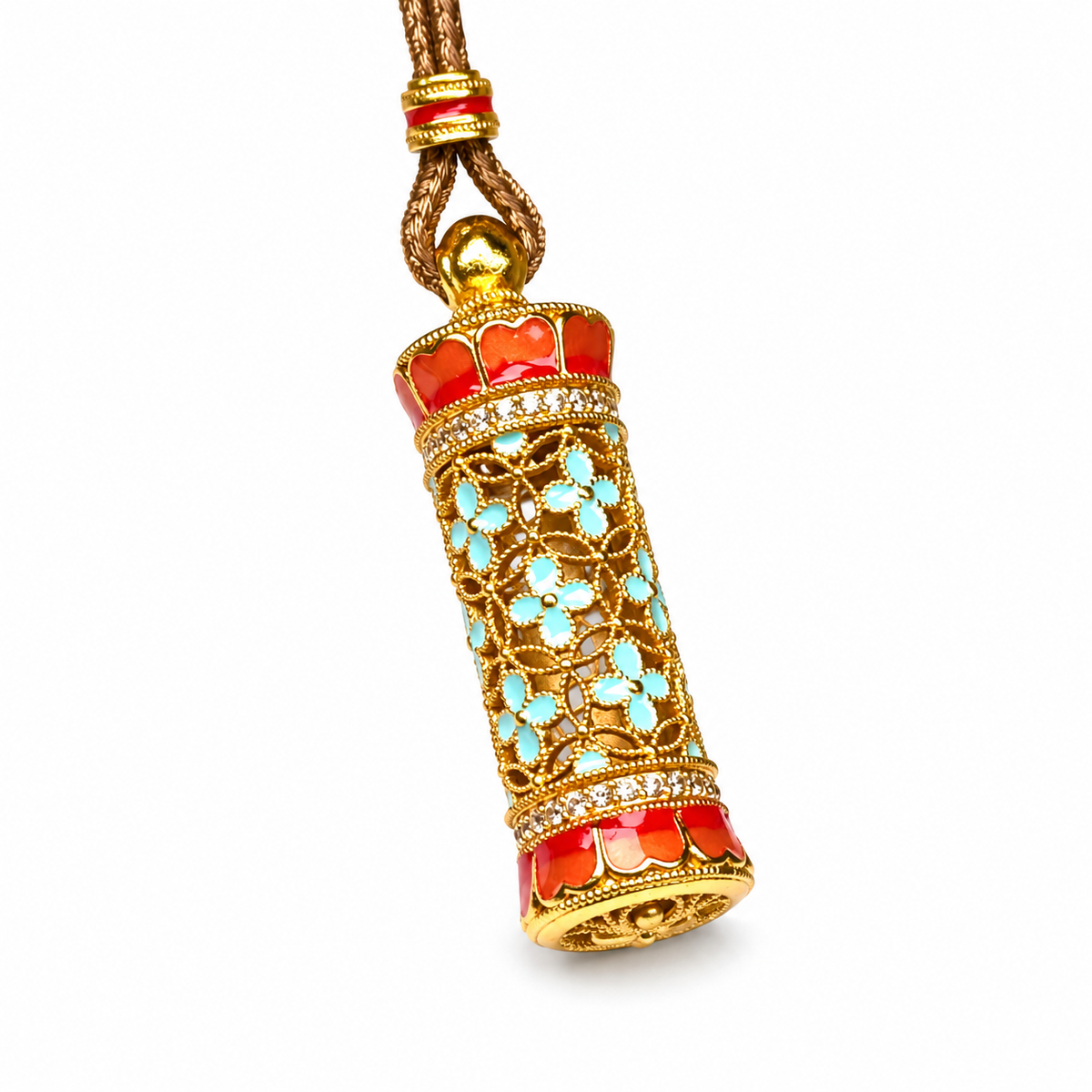 Gold-Tone Carved Column Pendant — alternate view
