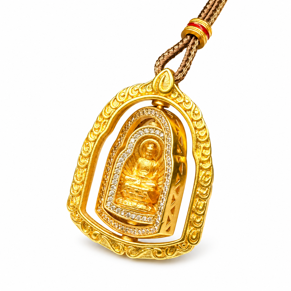 Gold-Tone Rotating Buddha Shrine Pendant — alternate view