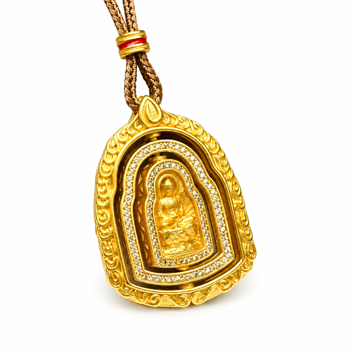Gold-Tone Rotating Buddha Shrine Pendant — alternate view