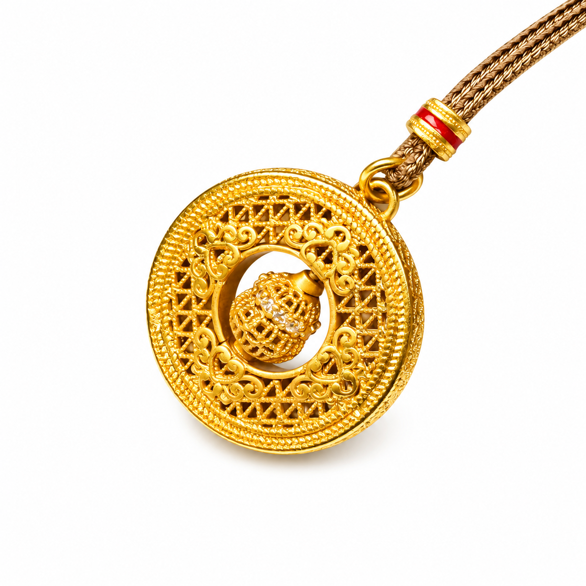 Gold-Tone Gourd Fortune Wheel Pendant — alternate view