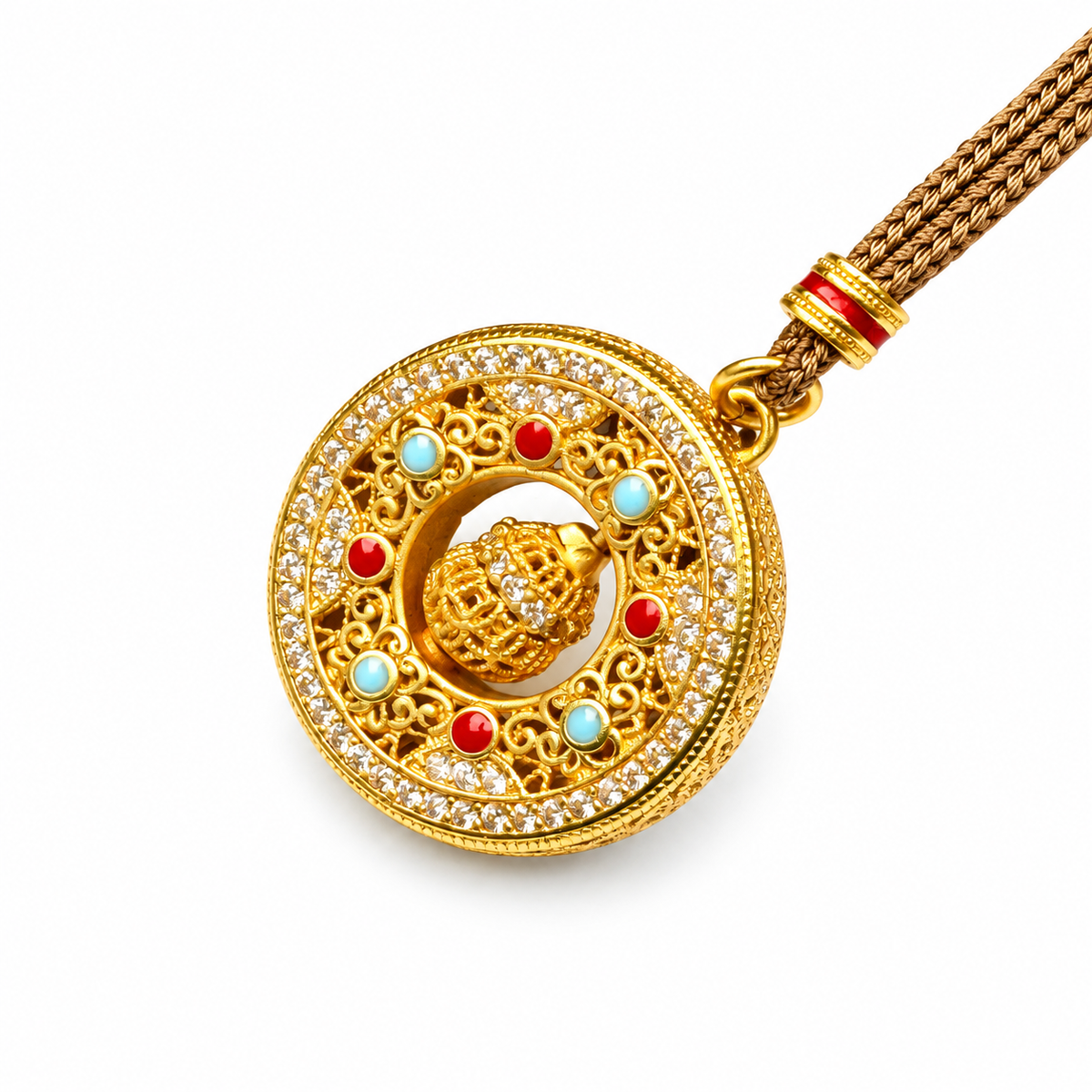 Gold-Tone Gourd Fortune Wheel Pendant — detail view