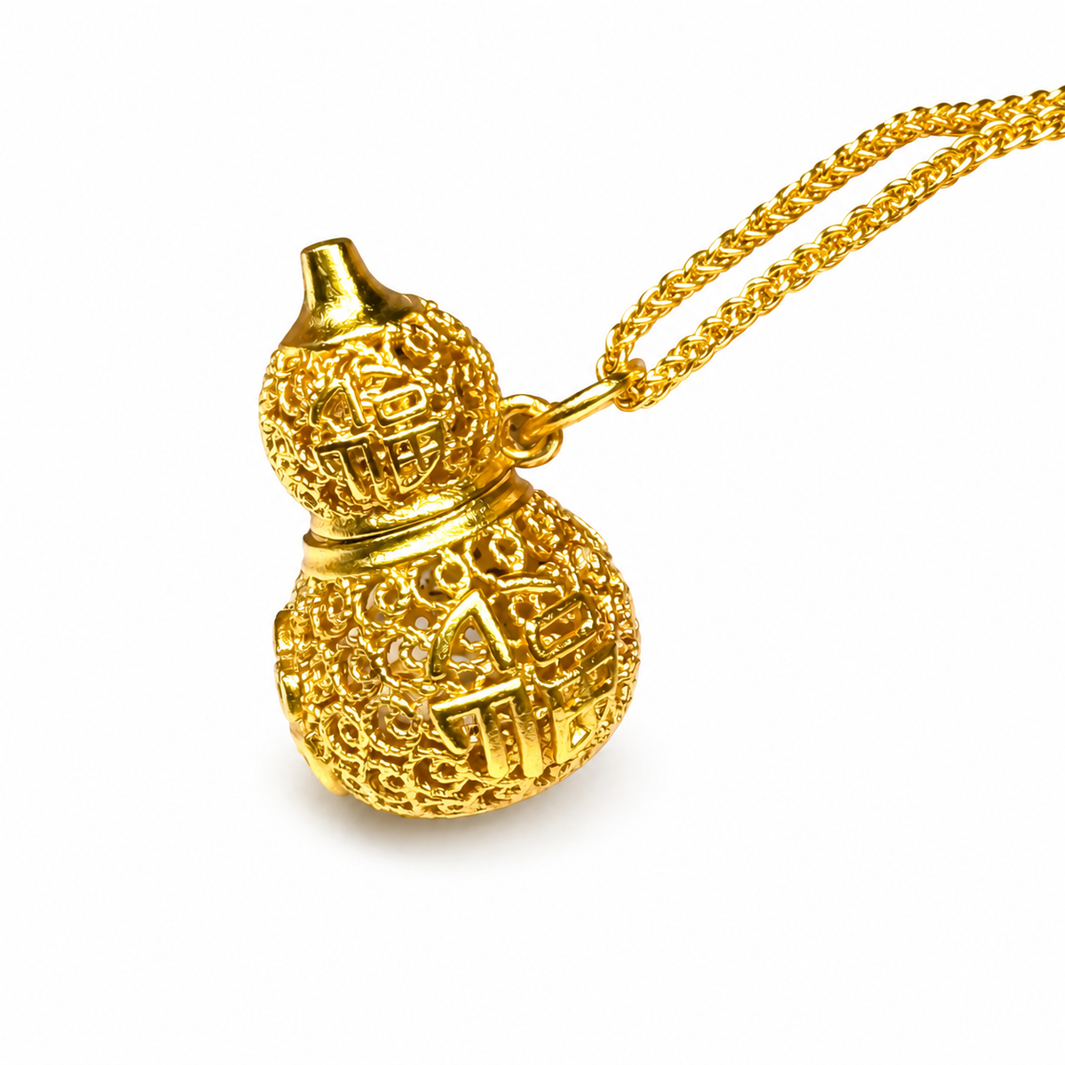 Openwork Gold-Tone Gourd Pendant — alternate view