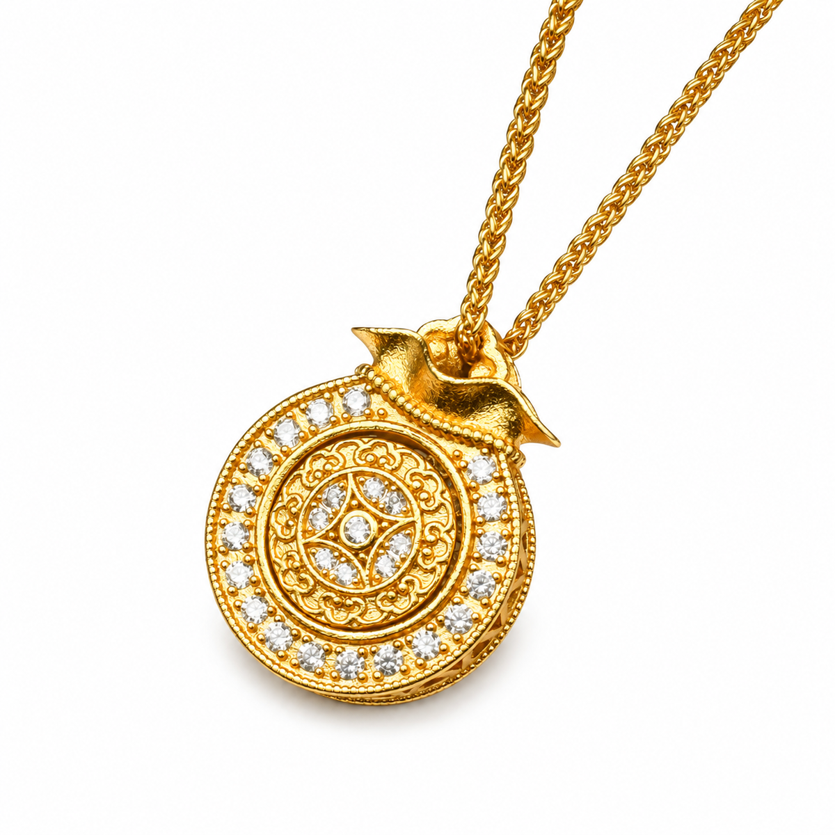 Gold-Tone Money Bag Coin Pendant — detail view