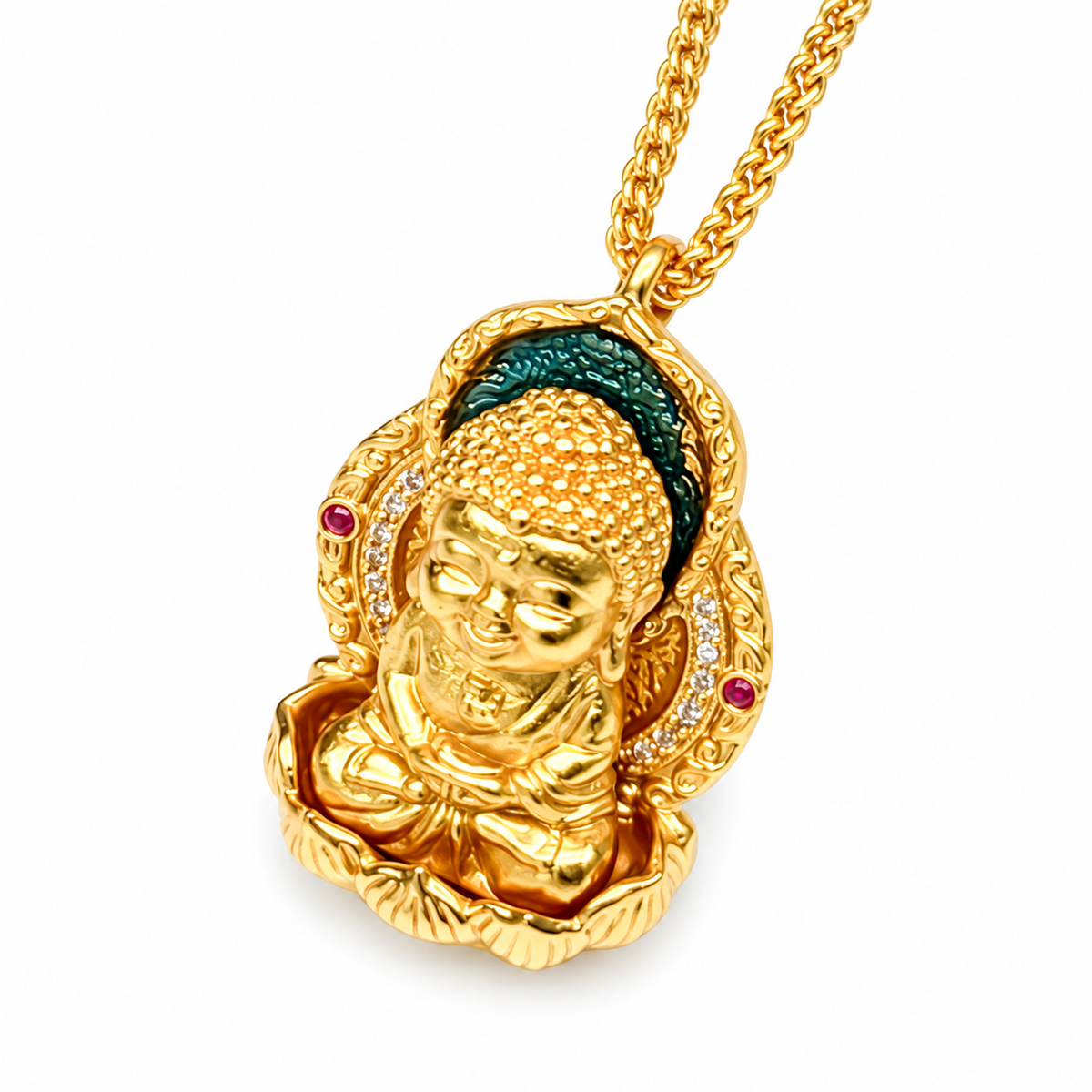 Gold-Tone Seated Buddha Pendant — detail view