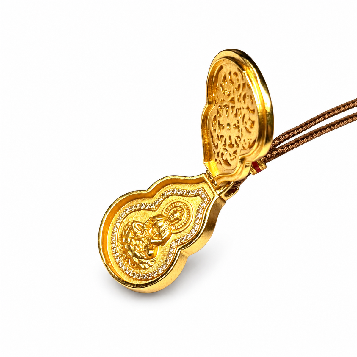 Gold-Tone Gourd Gau Box Locket — detail view
