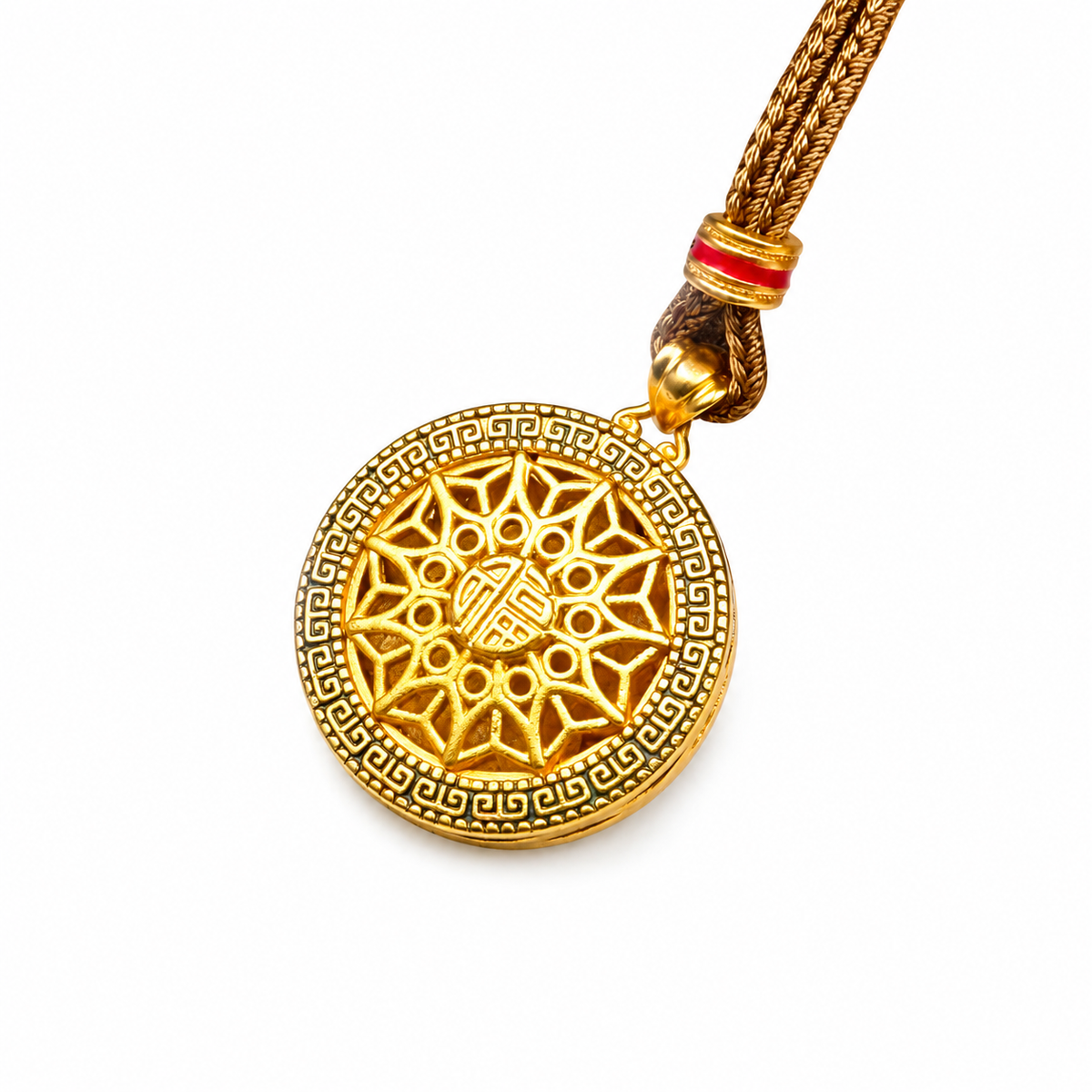 Reversible Fu Mandala Pendant — detail view