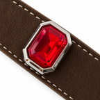 Scarlet Champagne Crest Beaded Pet Collar - central decorative accent detail