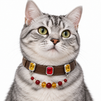 Scarlet Champagne Crest Beaded Pet Collar - AI pet wearing styling illustration