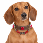Scarlet Mocha Facet Beaded Pet Collar - AI pet wearing styling illustration