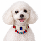 Scarlet Ocean Facet Beaded Pet Collar - AI pet wearing styling illustration
