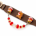 Scarlet Reindeer Cocoa Beaded Pet Collar - flat lay view