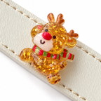 Scarlet Reindeer Cream Beaded Pet Collar - central decorative accent detail