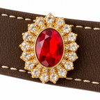 Scarlet River Crest Beaded Pet Collar - central decorative accent detail