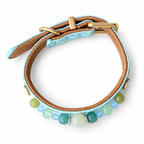 Seafoam Moon Beaded Pet Collar - overhead view
