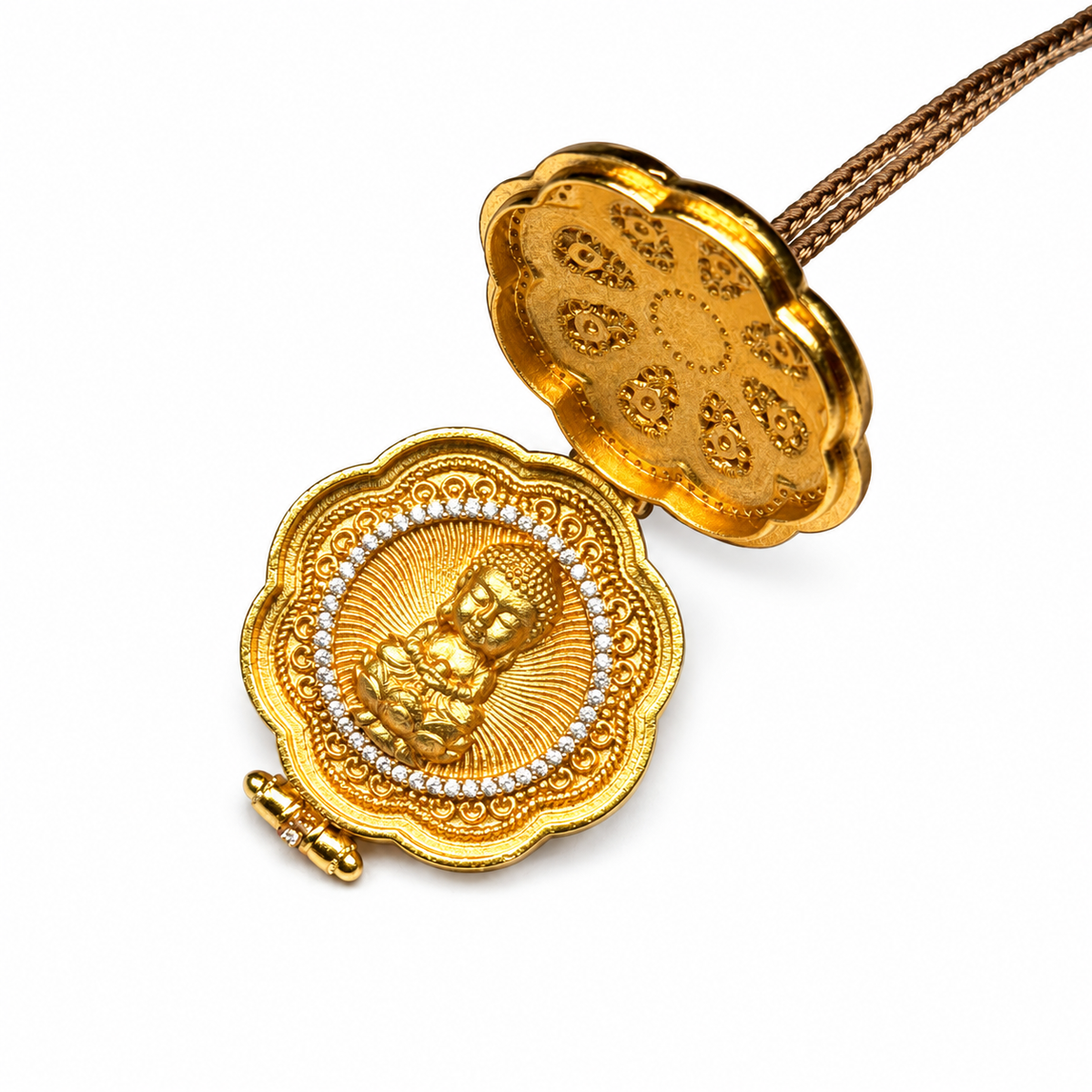 Enamel Gau Box Locket Pendant — detail view