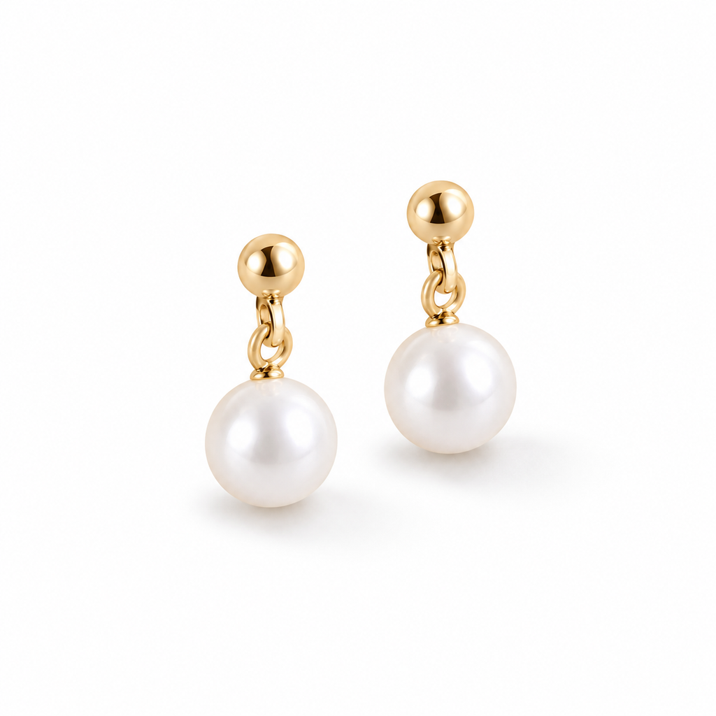 Small Drop Pearl Stud Earrings - alternate view