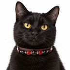 Smoky Ember Beaded Pet Collar - AI pet wearing styling illustration