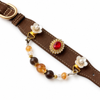 Smoky Golden Crest Beaded Pet Collar - flat lay view