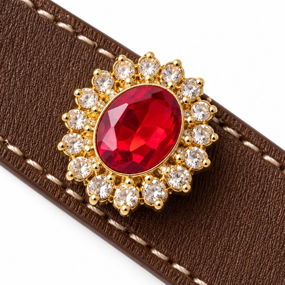 Smoky Golden Crest Beaded Pet Collar - central decorative accent detail