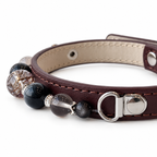 Smoky Nocturne Beaded Pet Collar - bead and strap detail