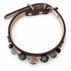 Smoky Nocturne Beaded Pet Collar - overhead view