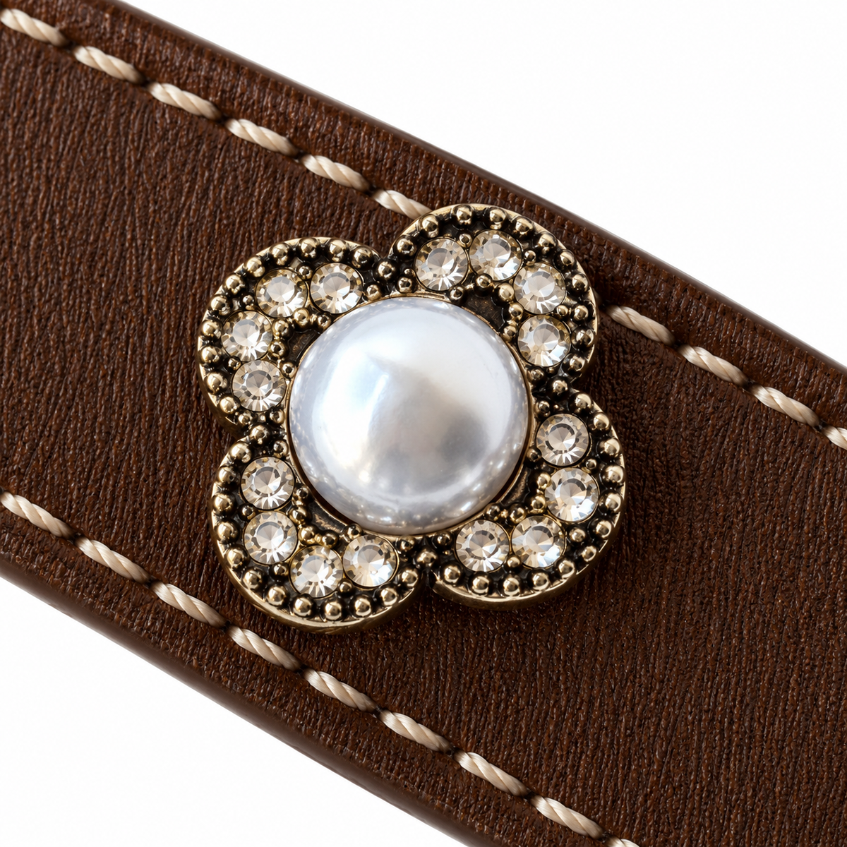 Smoky Tiger Blossom Beaded Pet Collar - central decorative accent detail
