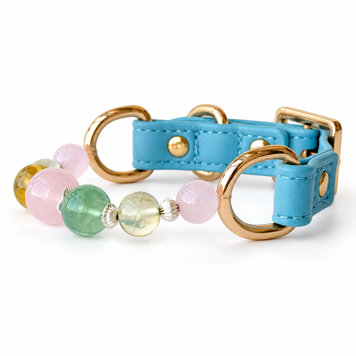 Spring Arc Beaded Pet Collar - bead and strap detail